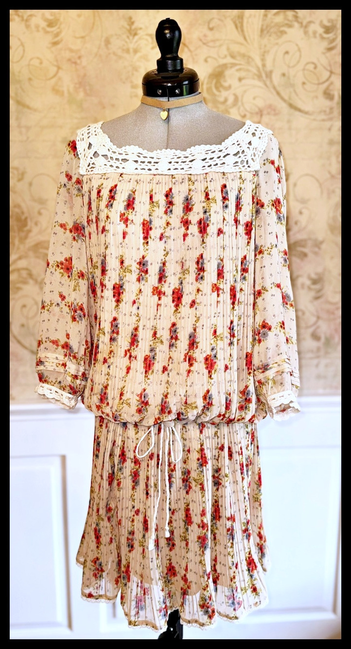 Axes Femme Floral Pleated Chiffon Blouse Skirt Set Size M Cottagecore Himekaji